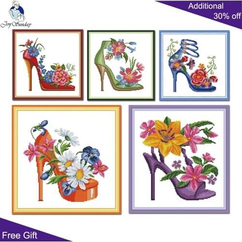 Joy Sunday J474 J475 J476 J477 J478 14CT 11CT Stamped and Counted Home Decor Fashion High Heels Needlework Cross Stitch Kits