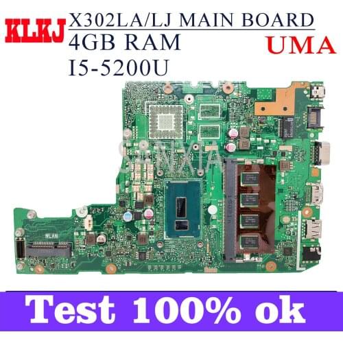 KLKJ X302LA/LJ Laptop Motherboard For ASUS X302LA X302LJ X302L Original Mianboard 4GB-RAM I5-5200U UMA