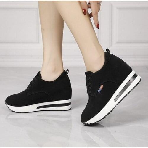 Flats Shoes Women Casual Lace Up High Heels Female Wedges Sneakers Fashion Breathable Comfort Increase Within Shoes for Women