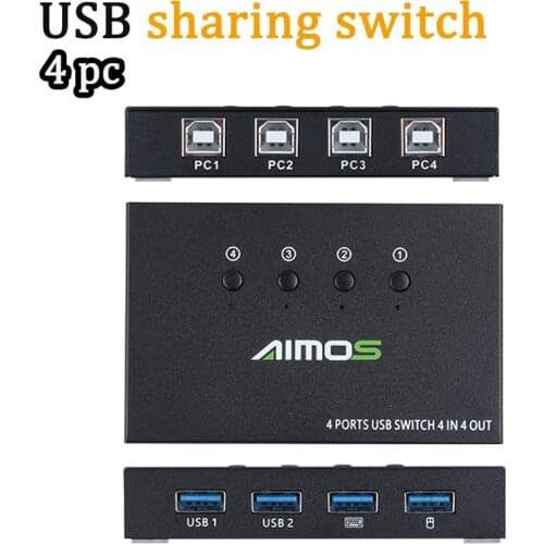 USB sharing switch 4 ports 4 in 4 out KVM Switch Splitter Box For 4 PC Sharing Printer Keyboard Mouse KVM USB 2.0 sharing Switch
