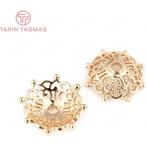 6PCS 14MM 24K Champagne Gold Color Plated Brass Beads Caps Tassel Caps High Quality Diy Jewelry Accessories