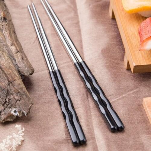 5 Pairs Stainless Steel Chopsticks Set Dinnerware Black Alloy Japanese Korean Anti-Slip Food Grade Sushi Sticks Home Hotel Gifts