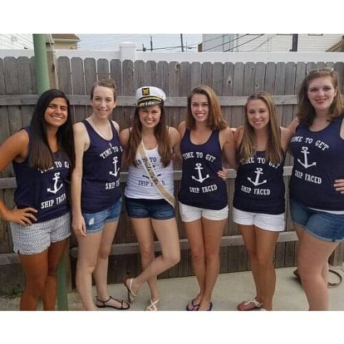 Customize time to get ship faced Nautical wedding Bridesmaids Bride Tank tops tees singlets Bachelorette t Shirts Party favors