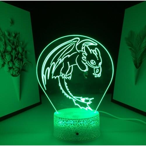 Anime How to Train Your Dragon Night Evil 3D Night Light Illusion Touch LED Nightlight For Gift Bedroom Decor Table Lamp