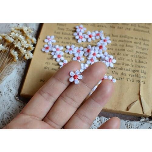 New!40 Pieces 1cm High Quality Water Soluble Flower Embroidery DIY Manual White Red Lace Patch Applique for Clothes Hot Sale