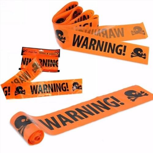 NEW HOT 1Pc Halloween Props Window Prop Warning line Plastic Skull Head Warning Tape Signs Halloween Party Decoration