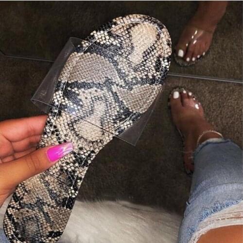2020 spring/summer new Transparent PVC womens snake print outdoor non-slip beach slippers fashionable home durable sandals