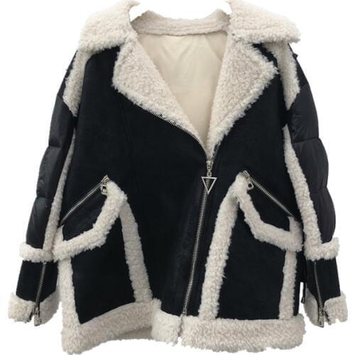 Autumn and winter new Australian real wool locomotive fur one down jacket fur coat fashion