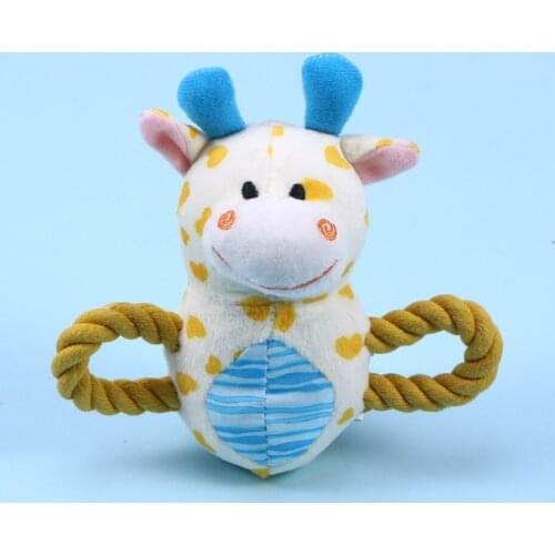 Pet Plush Toys Dog Chew Toys Puppy Cats Biting Sound Squeaky Toys Cartoon Fawn Design (Yellow)