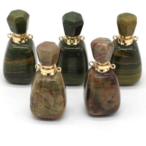 Natural Stone Perfume Bottle Pendants Two-Hole Connector Exquisite Charms For Jewelry Making DIY Bracelet Necklace Accessories