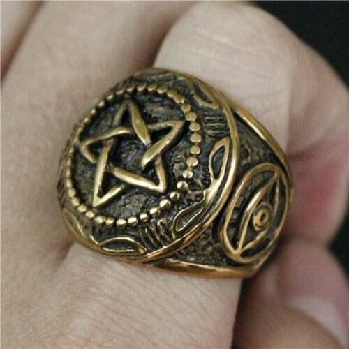 Size 8 to 13 Hot Selling Golden Magic Star Eye Ring 316L Stainless Steel Mens Women God All Seeing Eye Ring