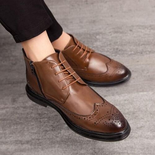Luxury mens Boots Mens ankle boots Martin boots high quality leather mens formal shoes Oxford office shoes wedding shoes38-46