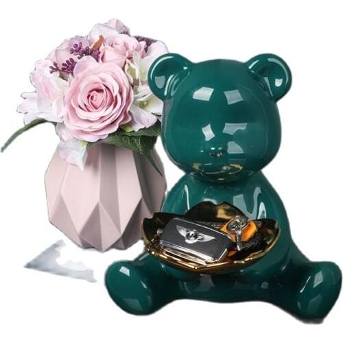 Nordic luxury bear storage furnishings shoe cabinet porch key living room soft home furnishings