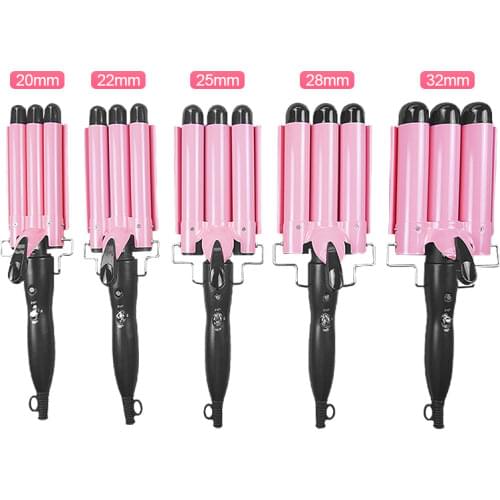 20mm-32mm Tourmaline Ceramic Three-layer Barrel Curling Iron 180/220 Degree Barber Shop Shape Deep Wave Hair Curling Tongs 35D