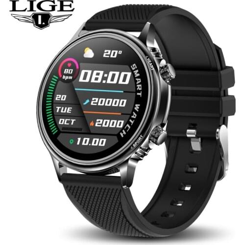LIGE New Smart Watch Men Custom Dial Full Touch Screen Waterproof Smartwatch For Android IOS Sports Smart watch Fitness Tracker