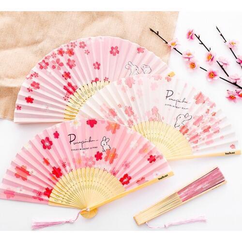 Antiquity Hand Held Elegant Folding Cartoon Cloth fan Chinese Style For Church /Wedding/ Party / Vintage Home Decorative items