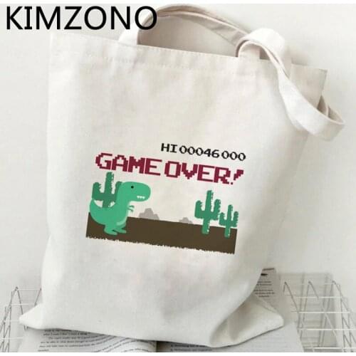 Dinosaur shopping bag cotton shopping reusable bolsa bag string woven ecobag fabric custom