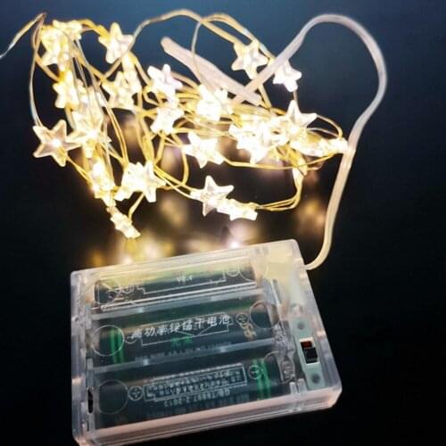 LED Star Fairy Lights AA Battery Operated Copper Wire String Lamps 10Leds 20Leds 50Leds Xmas Party Decoration Gifts