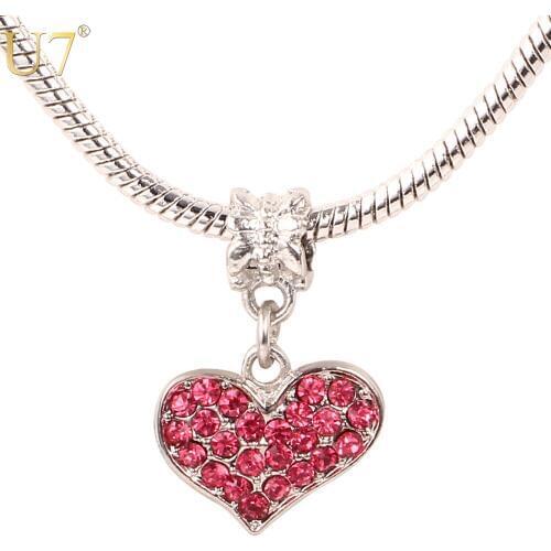 U7 Heart Pendant Romantic Gift For Women Wholesale Jewelry Multi Color Natural Stone Pendant Necklace P516