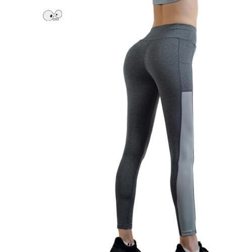 High Elastic Quick Drying Women Running Tights With Pockets 2019 Yoga Pants Sport Leggings Jogging Workout Gym Fitness Trousers
