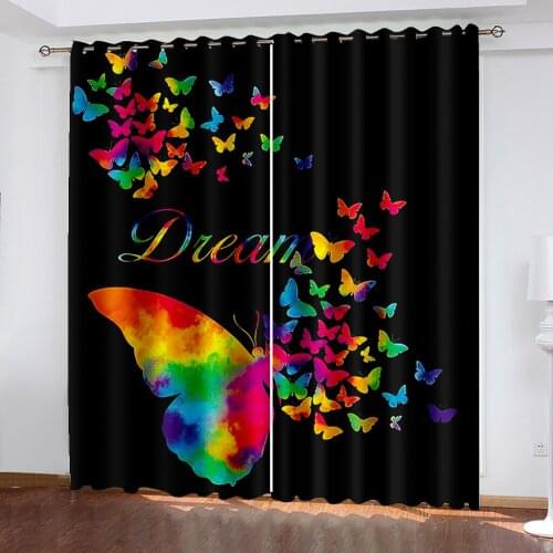Home Rainbow 3D Printing Animal Curtain Adult Bedroom Curtain Living Room Curtain Shade Fabric Custom Hook Decorative Curtain