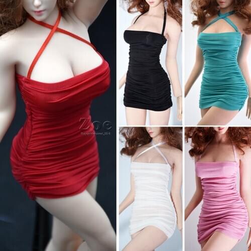 In stock 1/6 Scale Female Figure Accessory Sexy Mini Skirt Pleated Tight-fitting Suspender Skirt for 12 inches S38/39