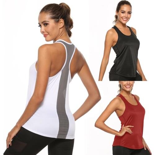 Womens Fitness Clothes Vest Sexy Sleeveless Straight Loose Tops Mesh Back Workout Quick Dry Sports Running Training Clothes