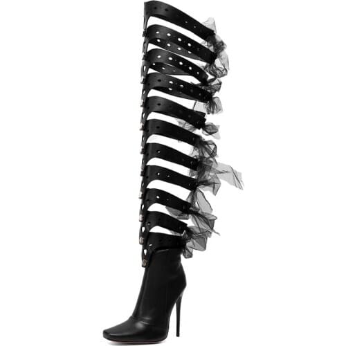 Super High Stiletto Sexy Over-The-Knee Boots Pointed Belt Spring And Summer Cool Boots Autumn Nightclub Performance Womens Boot