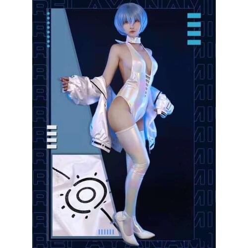EVA Ayanami Rei Cosplay Costume ASS Ayanami Rei Sexy Jumpsuit Women White Bodysuit Cosplay Romper Halloween Costume Suit