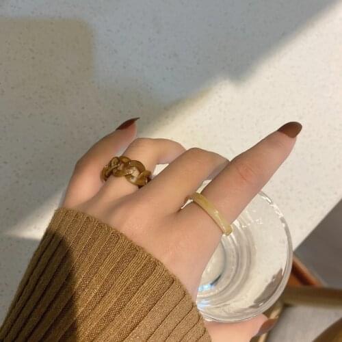 2021 Korea Colorful Ring Set Metal Geometric Round Summer Fashion Irregular Open Rings for Women Party Wedding Jewelry Ring Set