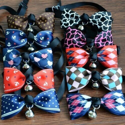 1Pc Safety Dog Cat Pet Collar Cute Bow Tie Dog Collars With Bell Puppy Kitten Necktie Collar 6 Colors