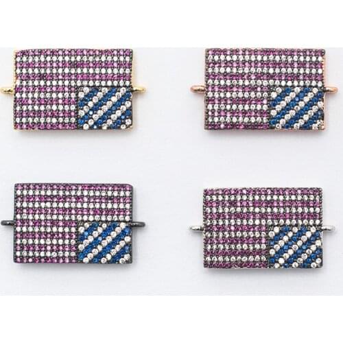 27*15mm Zircon Jewelry Making DIY Craft Delicate Micro Pave Necklaces Rectangular Pendants Copper Bracelet Connector Jewelry