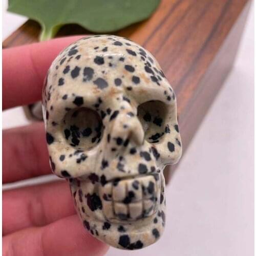 50mm Natural spot stone handicrafts jade skull gem carved crystal healing Reiki home decoration stone crystal handicrafts