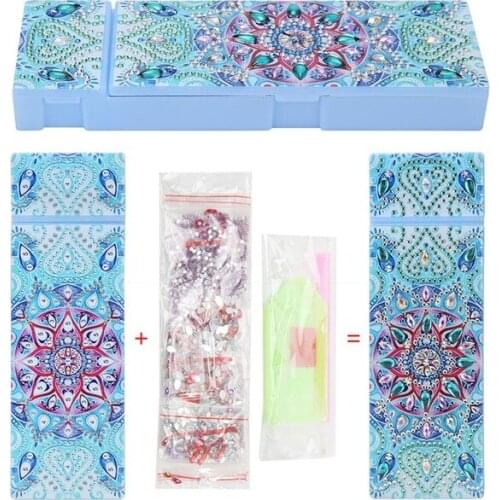 5D DIY Special Shaped Diamond Painting 2 Grids Stationery Pencil Box Rhinestones Diamond Embroidery Mandala Storage Case Gifts