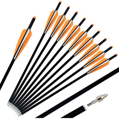 6/12pcs Crossbow Archery Carbon Arrows Bolts 16/20 Inches Spine 400 for Crossbow Hunting and Shooting