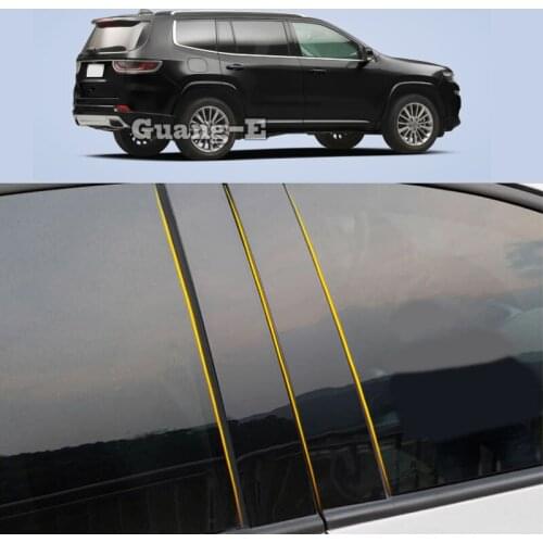 Car PC Material Pillar Post Cover Door Trim Window Piano Black Molding Sticker Plate 10pcs For Jeep Grand Commander 2018-2021