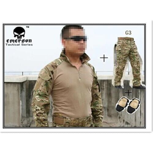 Emerson bdu G3 Combat uniform shirt & Pants & knee pads Military Army uniform Multi-Cam suit EM8527 +EM8567