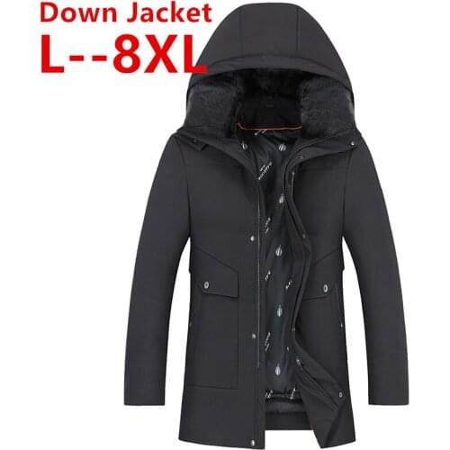 Plus size 10XL 8XL Top Quality White Duck Dow Jacket Men Thick Winter Hat Detached Warm Parka Waterproof Windproof -30 degrees