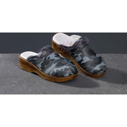 Wood Look Camouflage Patterned Lady Sabo Slippers