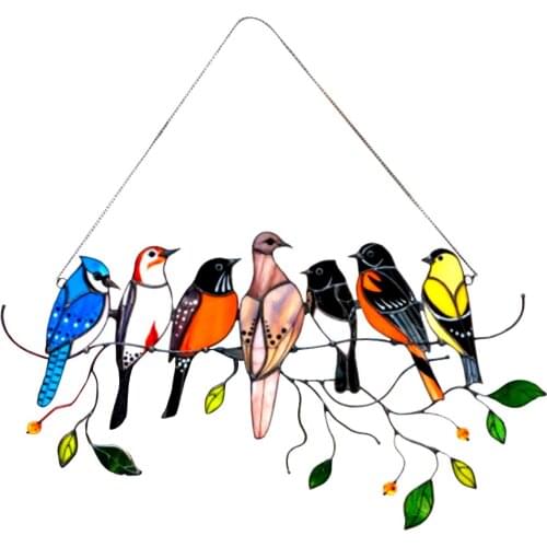 7 Birds Window Bird Decor Nordic Baby Room Decoration Hangings Kids Home Lanyard Pendant Acrylic 4 Birds room Wall accessories