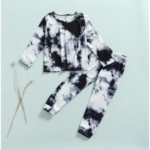 Childrens Clothing Cotton Baby Girls Boys Tie-dye Printed Top+Pants for Autumn Kids Clothes Casual Costume 2pcs