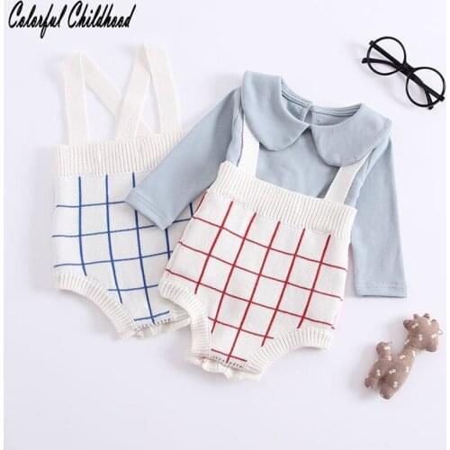 0-2Y babys cotton-knitted romper plaid jumpsuit infant/newborn autumn clothes Babyspielanzug/bebek romper/baju monyet bayi