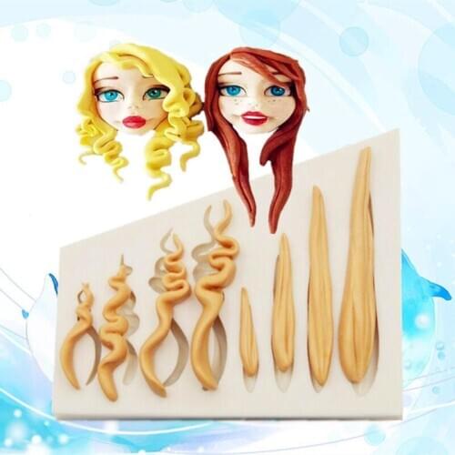 Doll Hair Shape Sugar Cake Silica Gel Mold Regular Polygon Silica Gel Chocolate Decoration DIY Baking Mold Wmj-1018