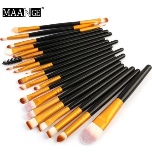 MAANGE 20pcs/set Makeup Brush Set Make-up Toiletry Kit Wood Make Up Brush Set+4PCS Makeup Blender Foundation Puff Shape Sponge