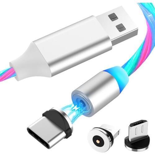 Magnetic Flowing Light LED Micro USB Cable For LETV LeEco Le 2 3 X527 S3 X626 X622 Le Max 2 X820 Cool 1 Magnet Charger Cables