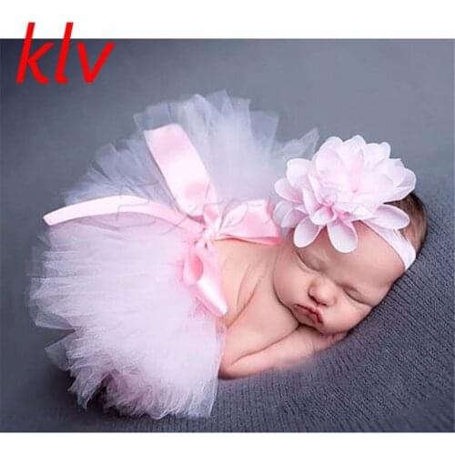 Cute Newborn Baby Girls Tutu Skirt & Headband Photo Prop Costume Toddler Kids Outfit Infant Baby Short Cake Skirt For 0-3M