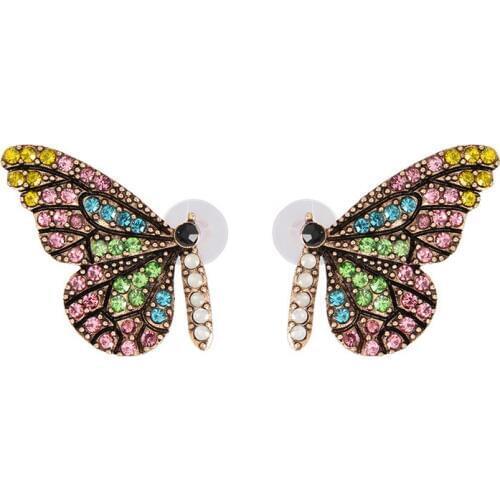 2020 New Dripping Oil Butterfly Earrings For Women Crystal Zircon Stud Earrings Fashion Jewelry Ear Nail