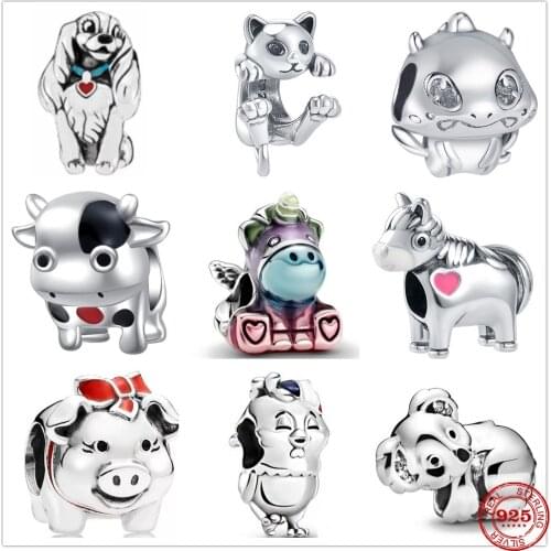New Original Silver Animal Koala Dog Cattle Charm Bead fit Pandora charms silver 925 beads Bracelet for women DIY Jewelry Gift