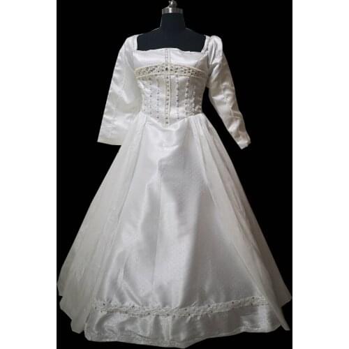 New white Vintage costumes 18th Duchess Retro medieval Renaissance Reenactment Theatre Civil war Victorian dress D-305