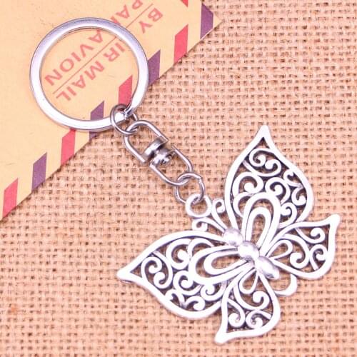 New Fashion Keychain 35*50 mm hollow butterfly Pendants DIY Men Jewelry Car Key Chain Ring Holder Souvenir For Gift
